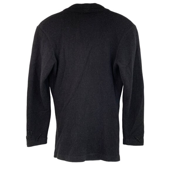 VTG Paul Alexander Black Long Line Angora Sweater S 7762 Bead Surplice wrap - Picture 4 of 8